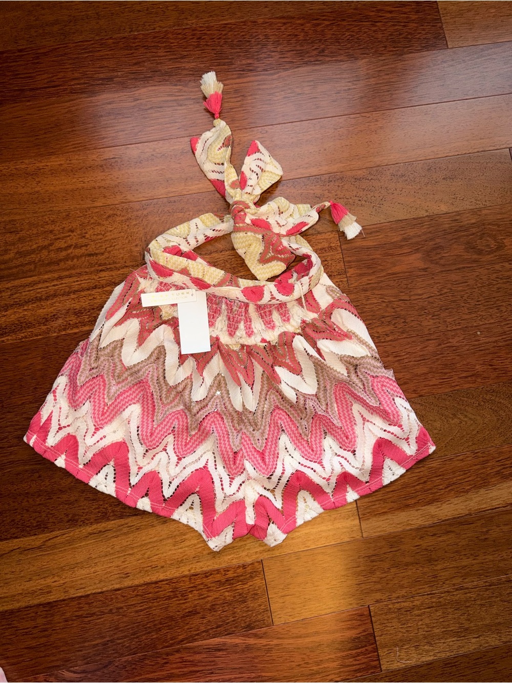 Trina Turk Coral Chevron Knit Shorts with Tassel Tie - Picture 5 of 12
